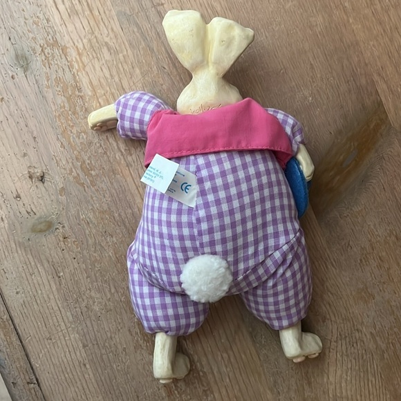 Russ Berrie “The Country Folks” 2 Bunnies 1990’s Resin Head Bean Bag Body Easter - Picture 9 of 10